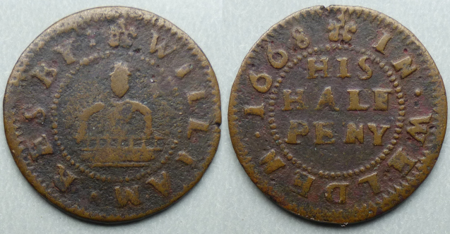 Weldon, William Resby 1668 halfpenny